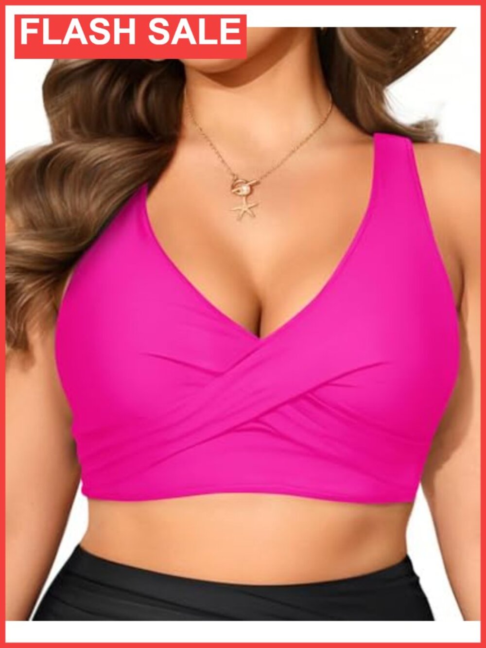 Plus Size Bikini Top Twist Front Push Up Full Coverage Swim Top